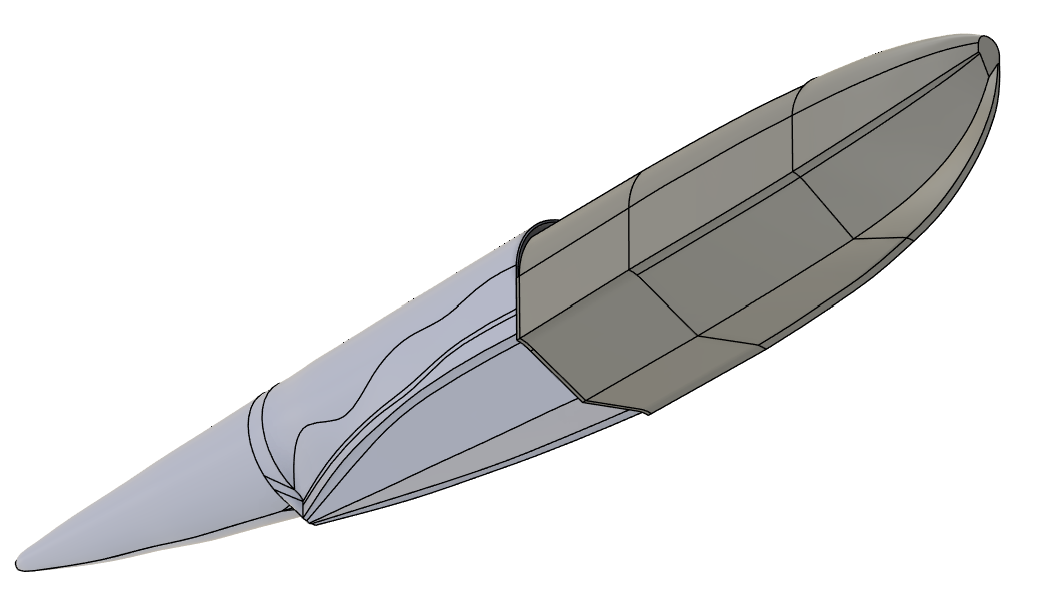 Bottom view of the hull