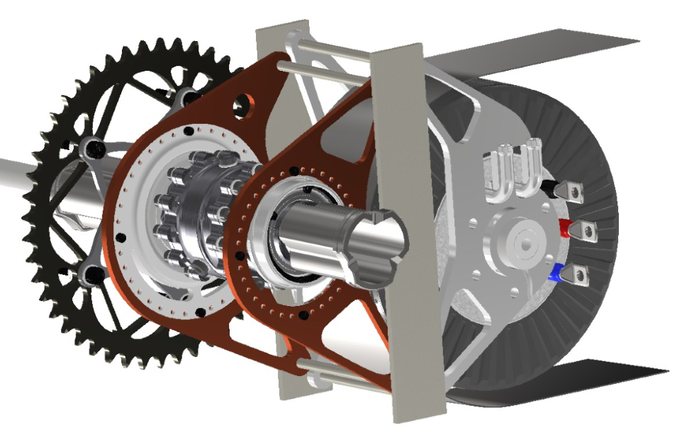 Motor with limited slip differential, sprockets and eccentric plates